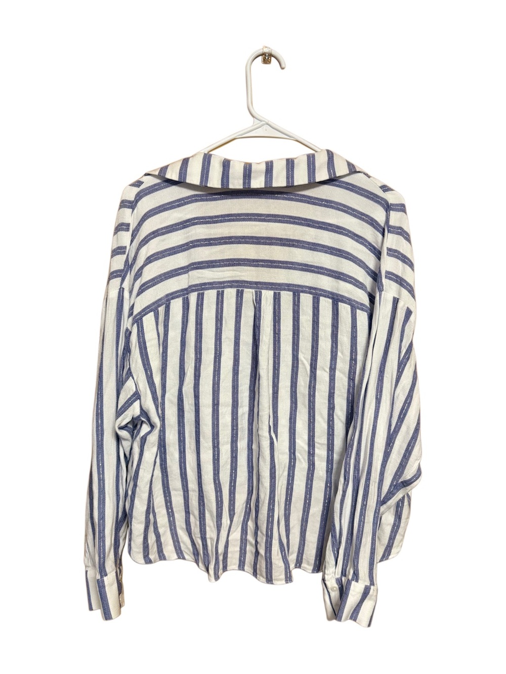 🌴 Love Stitch Striped Hi Low Blouse L Coastal Boho Lightweight - Picture 2 of 4
